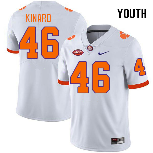 Youth Clemson Tigers Jaden Kinard #46 College White NCAA Authentic Football Stitched Jersey 23MI30WY